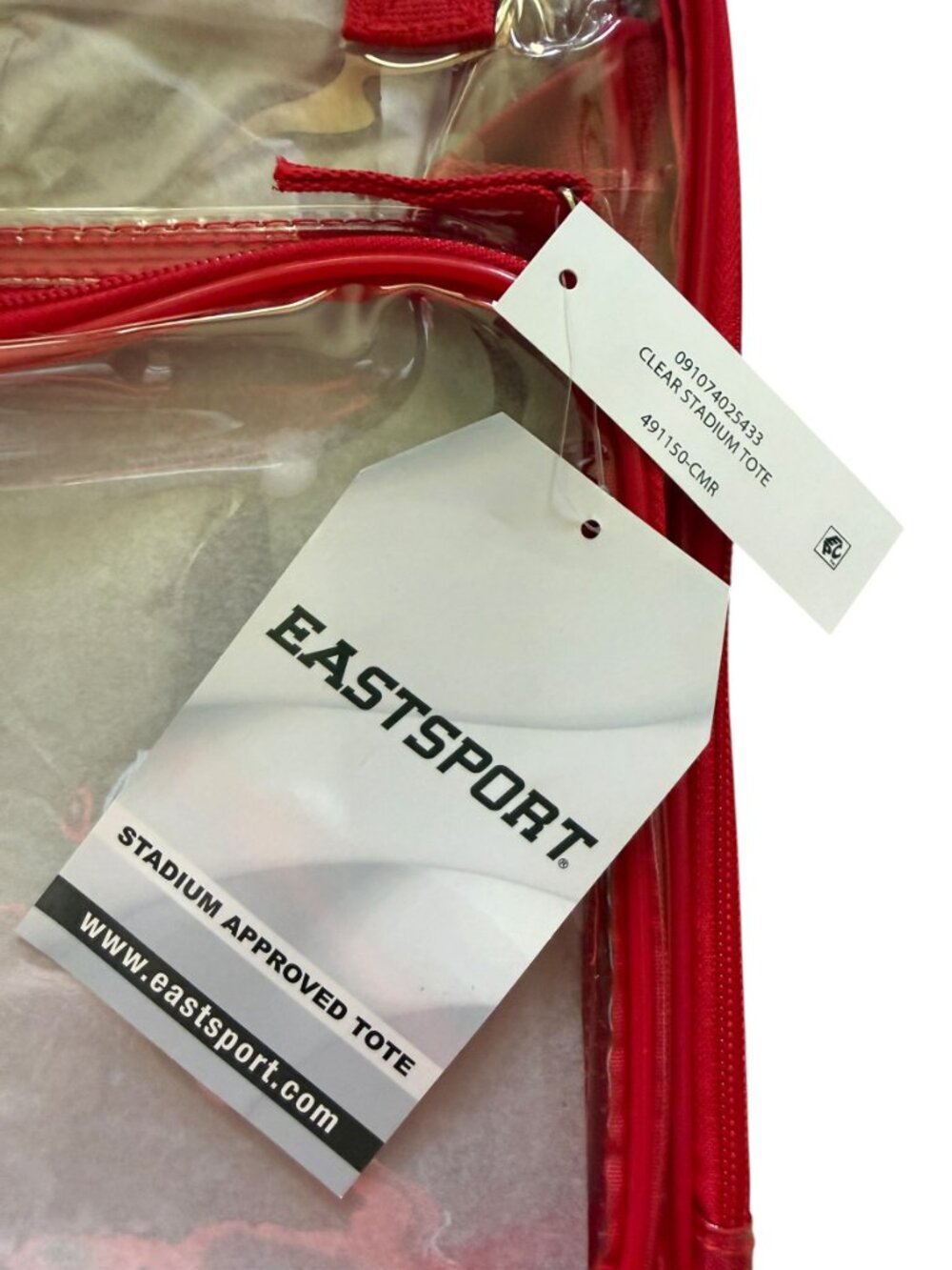 Eastsport Clear Stadium Tote – Red Trim - Picture 4 of 4